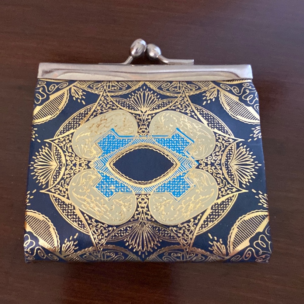 Handmade blue Italian coin purse small
